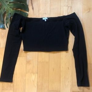 Black off the shoulder crop top